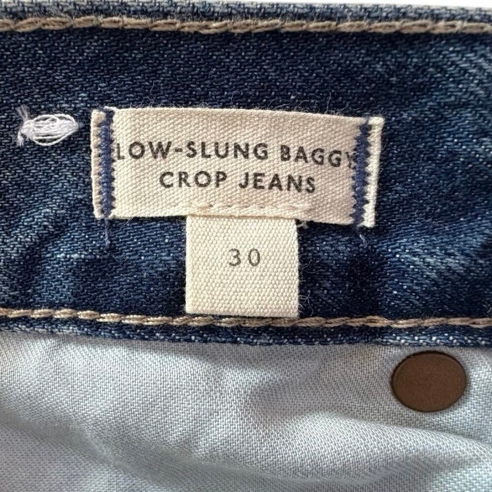 Madewell Low-Slung Baggy Crop Blue Jeans Raw Hem Button Fly Wide Leg Y2K Size 34 - Picture 6 of 16